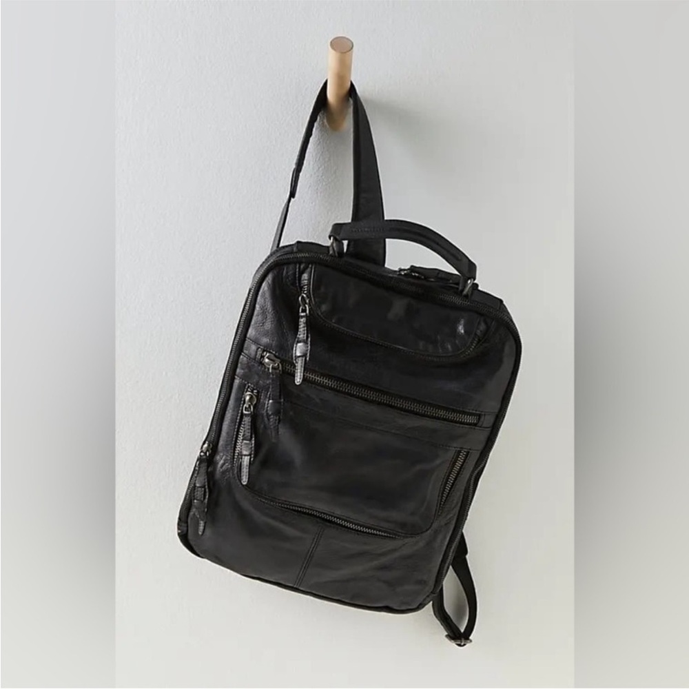 Free People East End Leather Backpack - TRUE BLACK